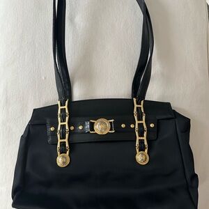 Versace Black Tote Bag with Gold Accents